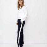 Pinns Navy & Ecru Wide Leg Trouser
