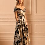 Veni Infantino Mikado Gold & Black Print Dress