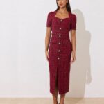 8th Sign Harriet Oxblood Tweed Dress