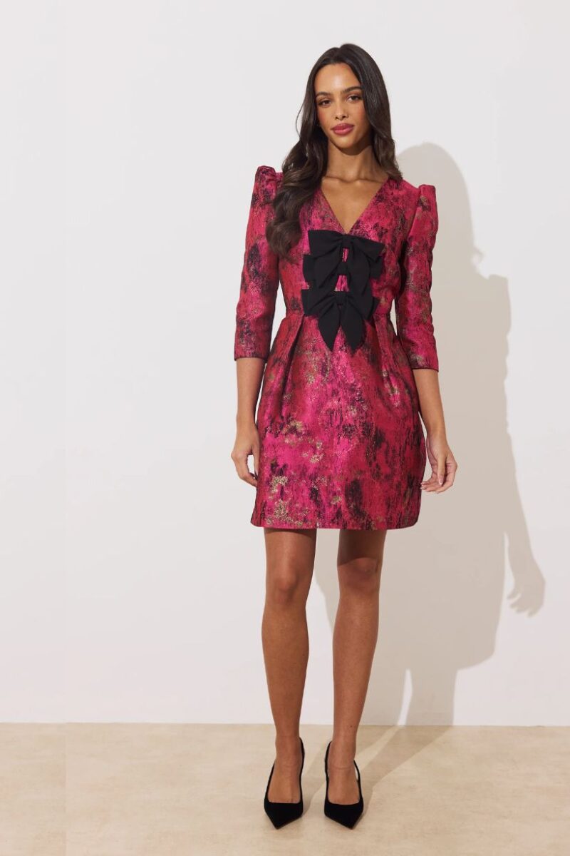 8th Sign Veronica Bow Hot Pink Dress
