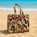 Purple Flower Print Tote Bag