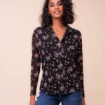 Alison Sheri Black Mesh Blouse A48073