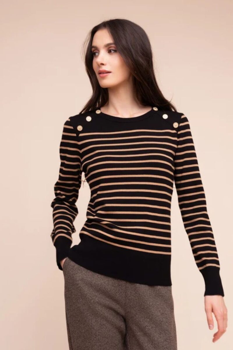 Alison Sheri Camel & Black Jumper A48155
