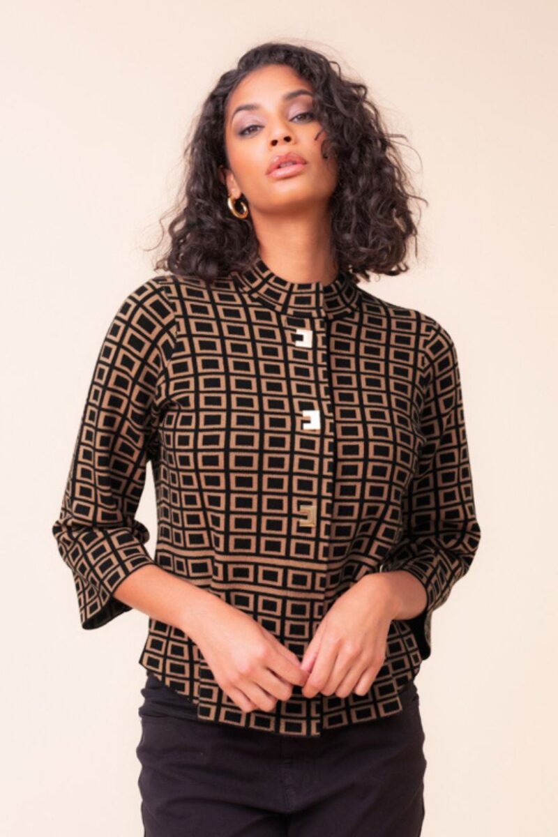 Alison Sheri Geo Print Cardigan A48150