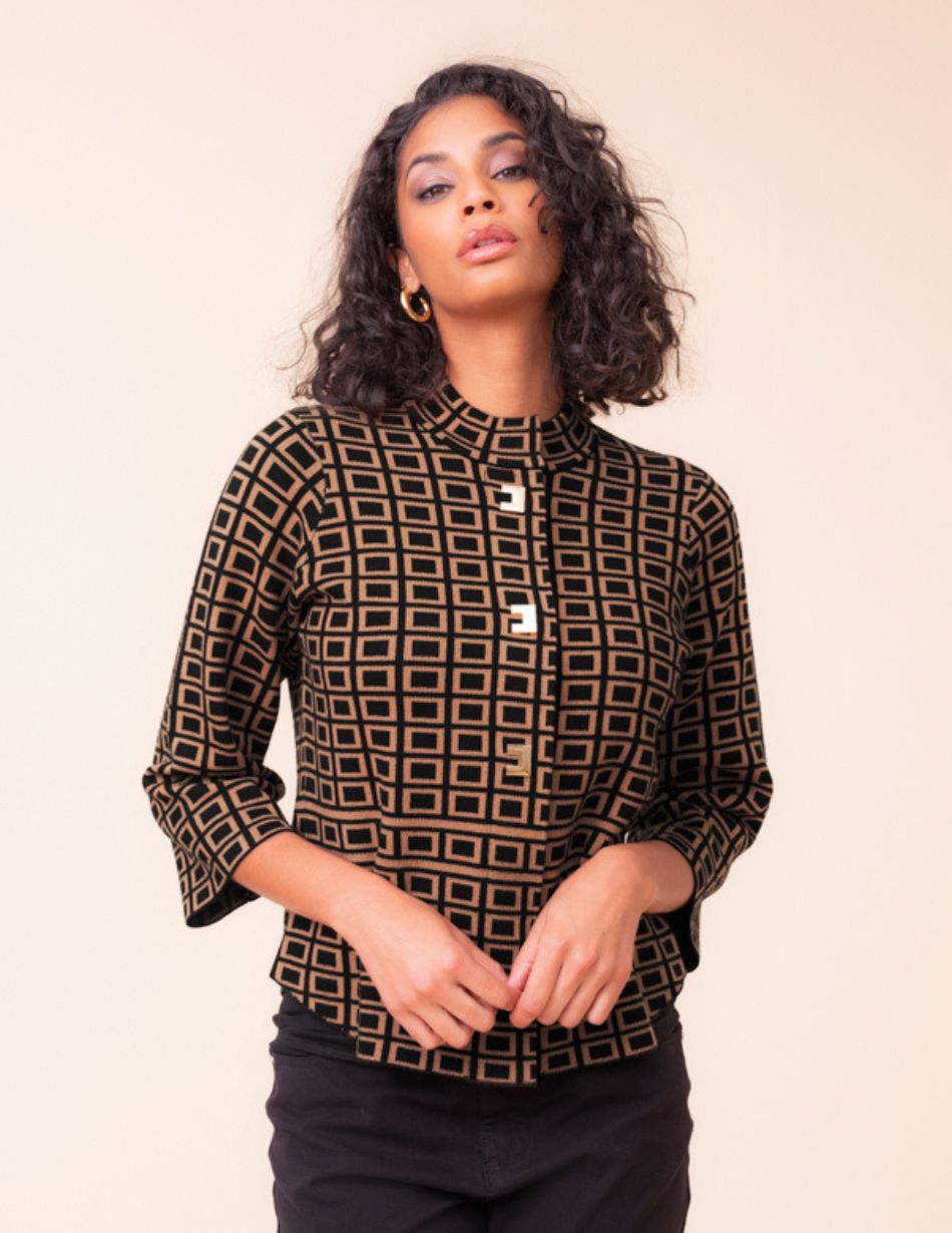 Alison Sheri Geo Print Cardigan A48150 Alison Sheri Geo Print Cardigan A48150