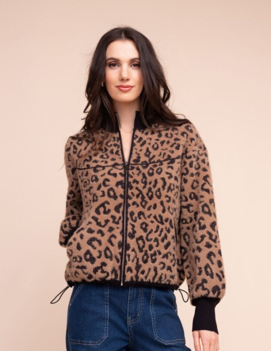 Alison Sheri Leopard Print Knit Jacket A48168 Alison Sheri Leopard Print Knit Jacket A48168