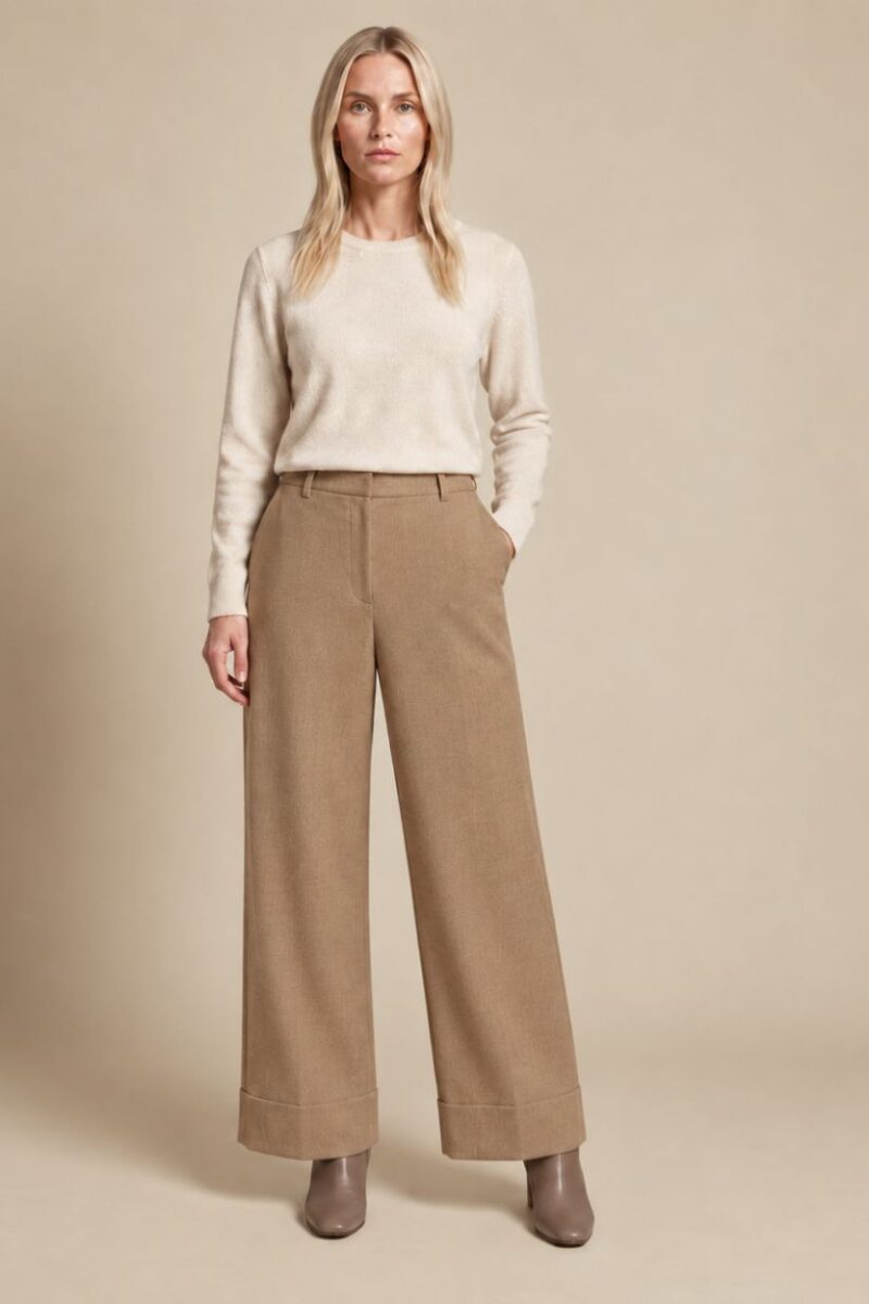 Allison Camel Wide Leg Trousers 2851