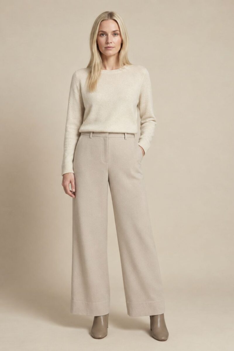 Allison Ivory Wide Leg Trousers 2851