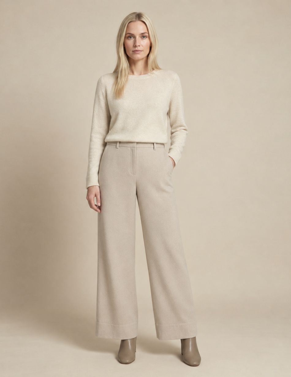 Allison Ivory Wide Leg Trousers 2851