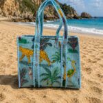 Velvet Blue Tropical Print Tote Bag