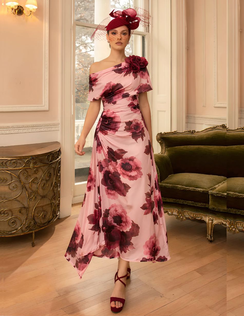 Veni Infantino 992827 Blush & Wine Print Dress