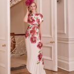John Charles 66809B Ecru & Peony Floral Dress