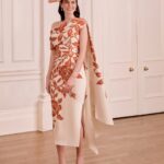 John Charles 66795B Terracotta & Ecru Cape Dress