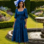 Veromia VO3118 Petrol Jacquard Dress
