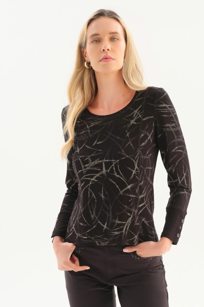 Dolcezza Black & Gold Fitted Top 76130