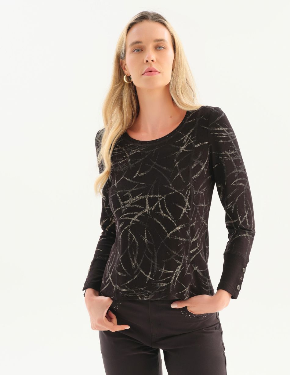 Dolcezza Black & Gold Fitted Top 76130 Dolcezza Black & Gold Fitted Top 76130
