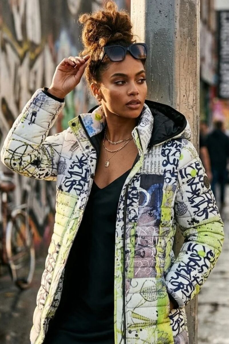 Dolcezza Puffer Jacket Lime Graffiti 76819