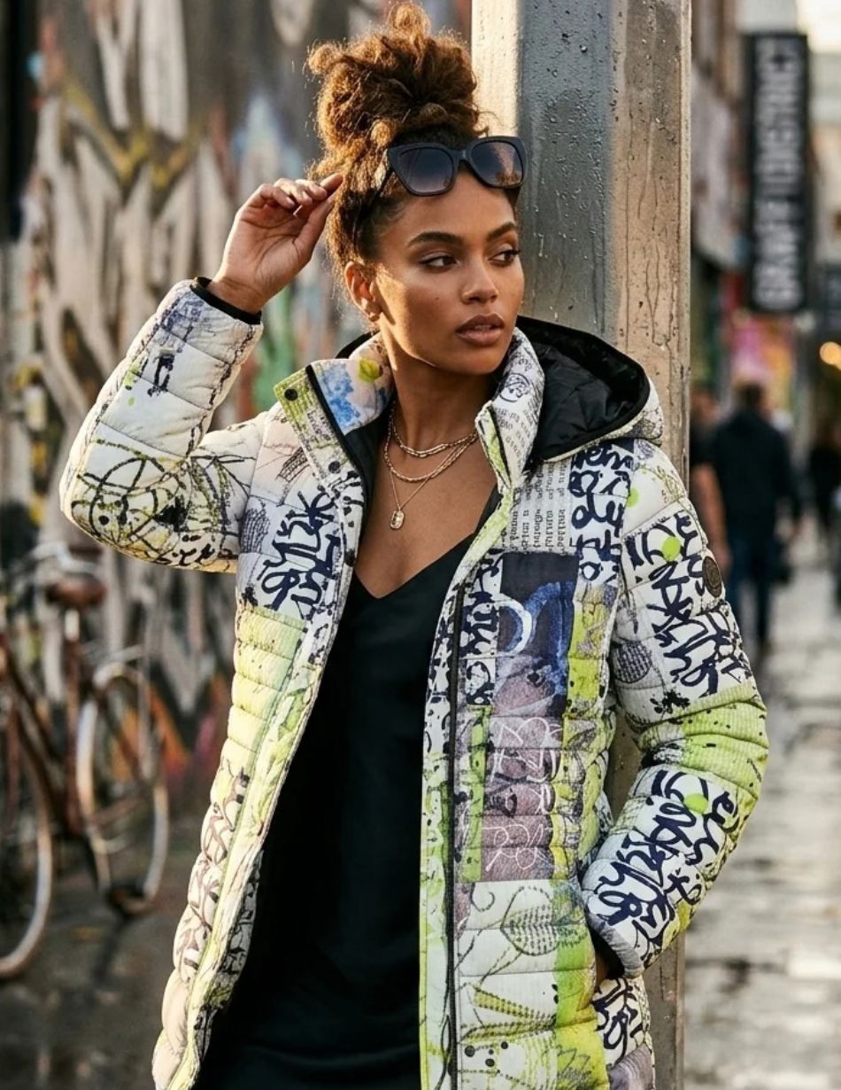 Dolcezza Puffer Jacket Lime Graffiti 76819