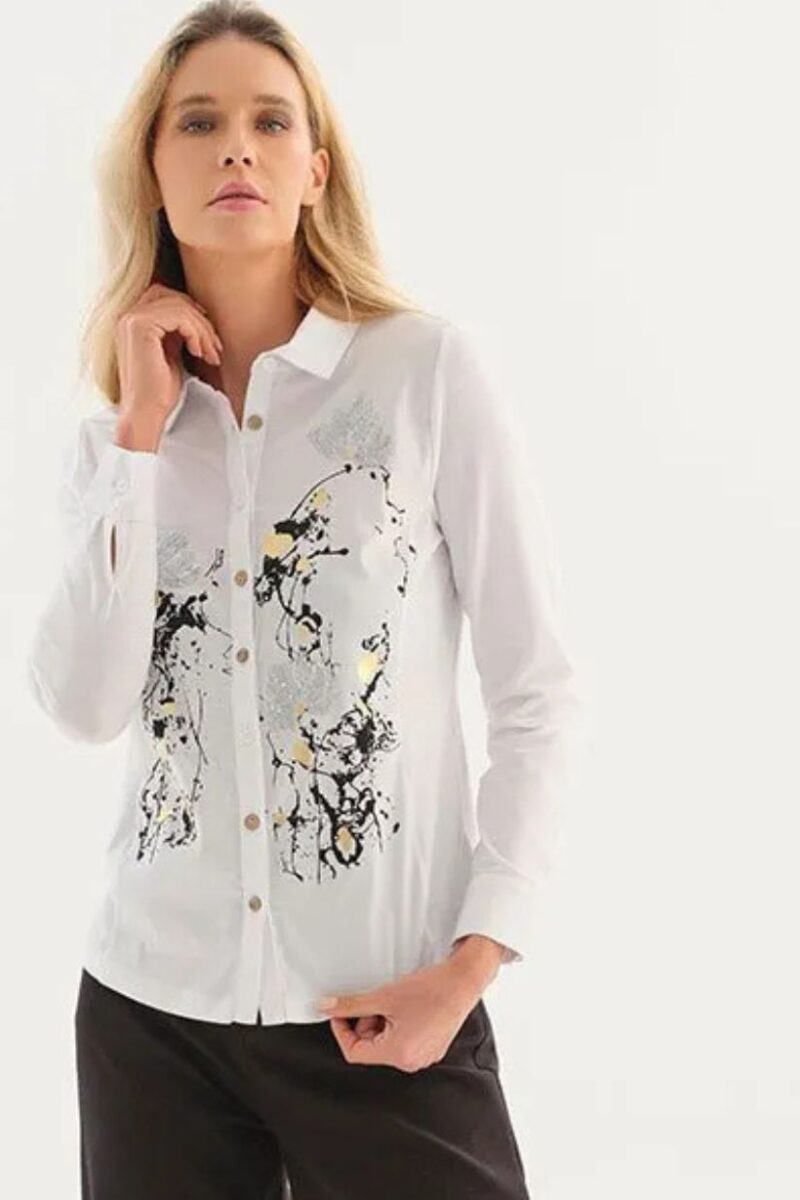Dolcezza White Printed Shirt 76263