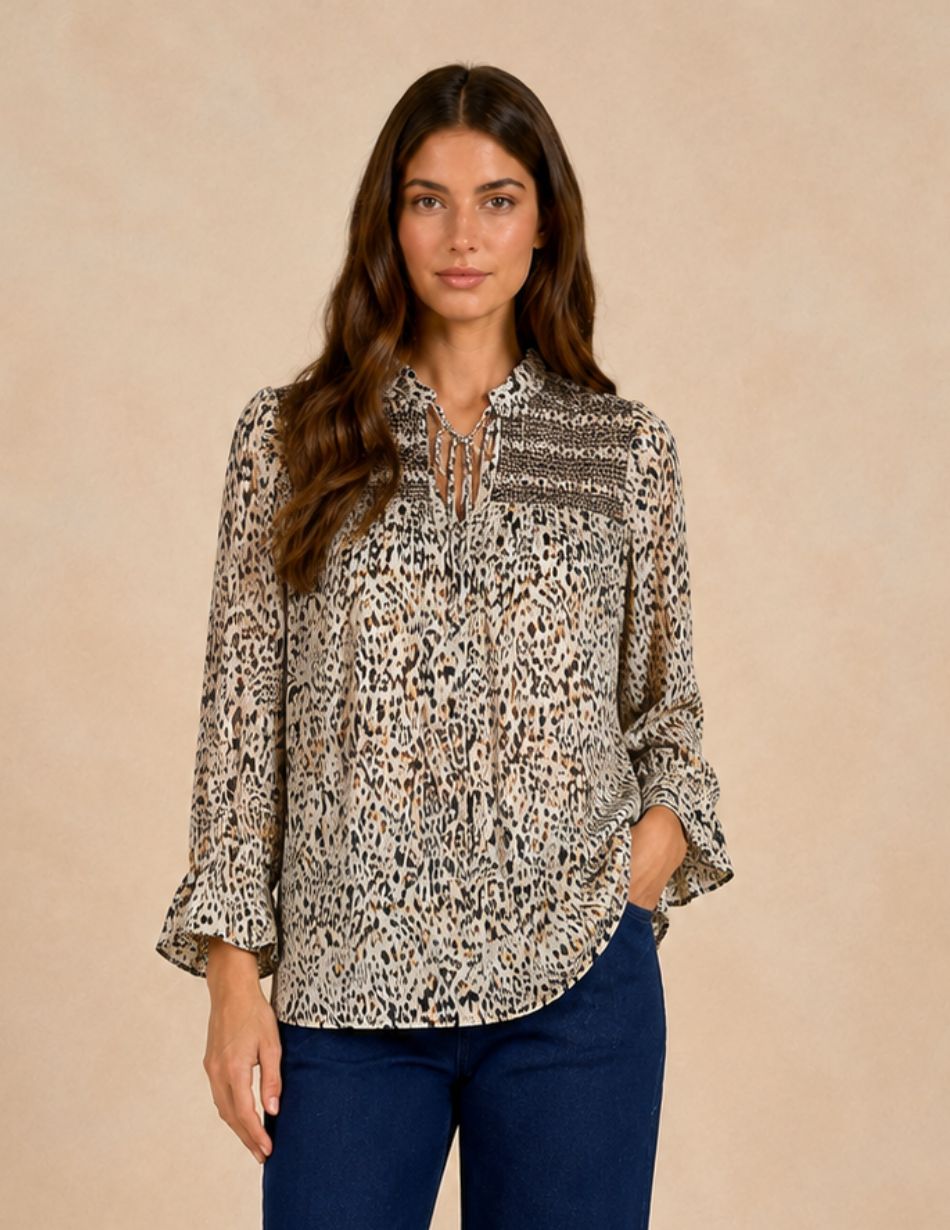 Elan Animal Print Blouse CFP11716