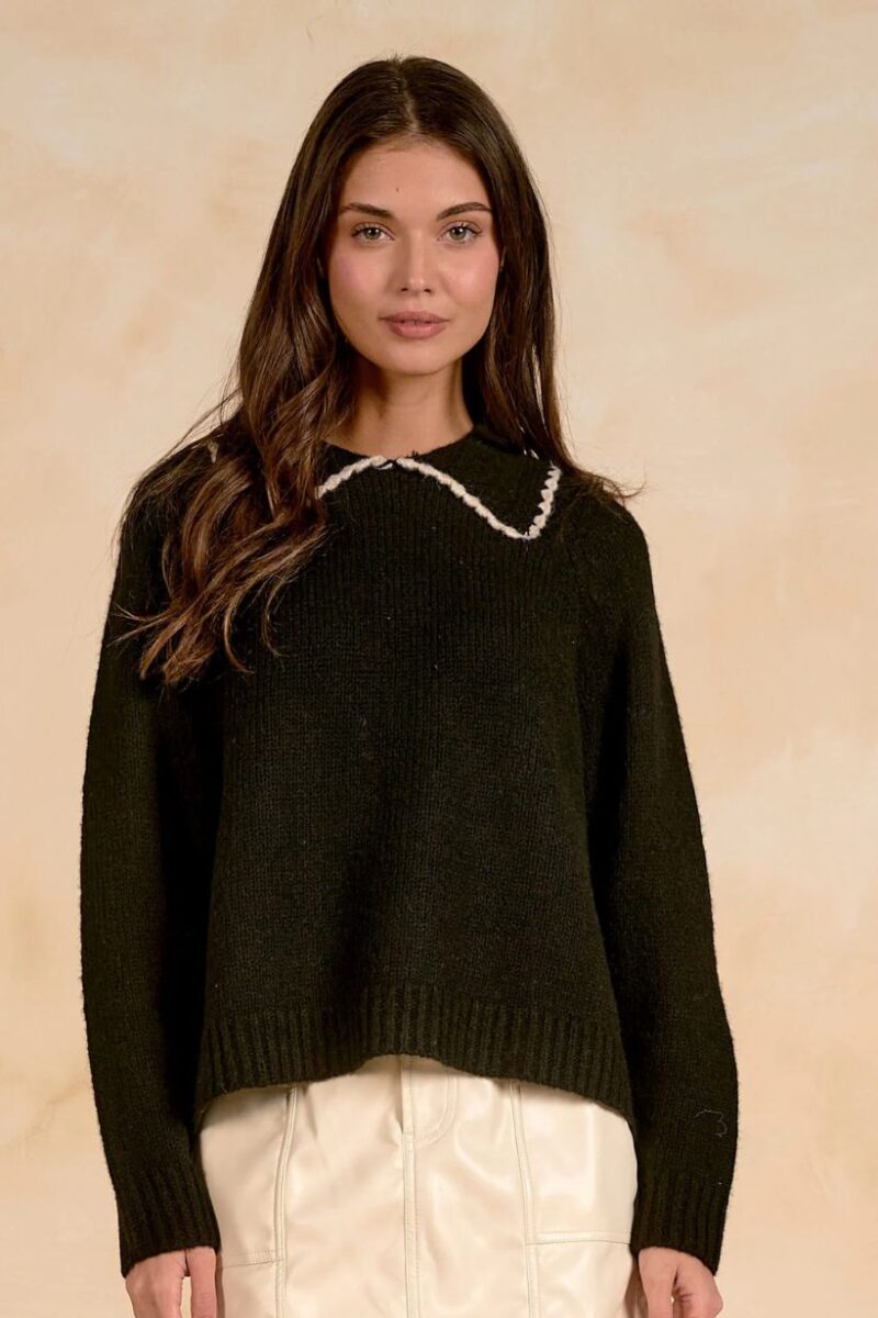Elan Black Knitted Jumper SW11752
