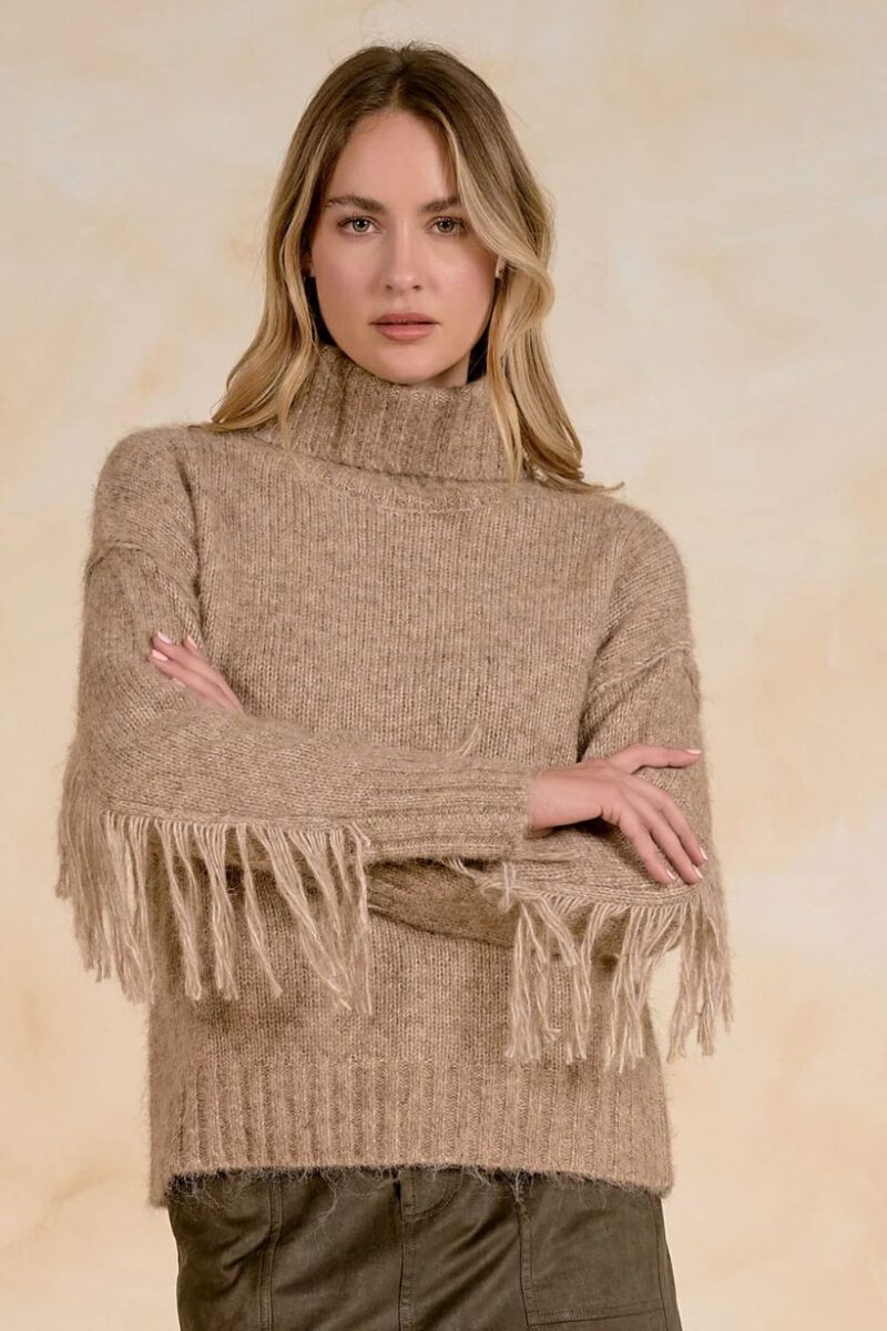 Elan Natural Rollneck Fringe Jumper SWF11734