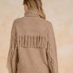 Elan Natural Rollneck Fringe Jumper SWF11734 Bck