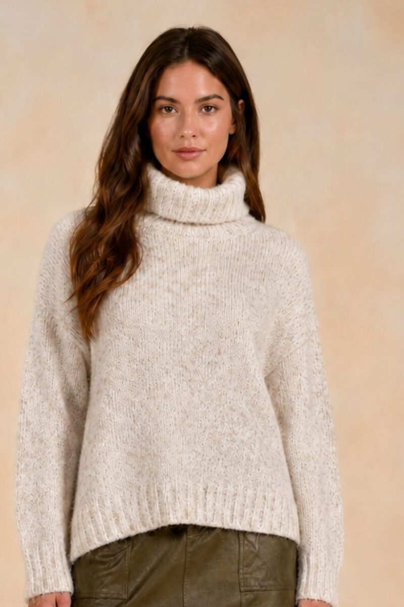 Elan Stone Rollneck Fringe Jumper SWF11734
