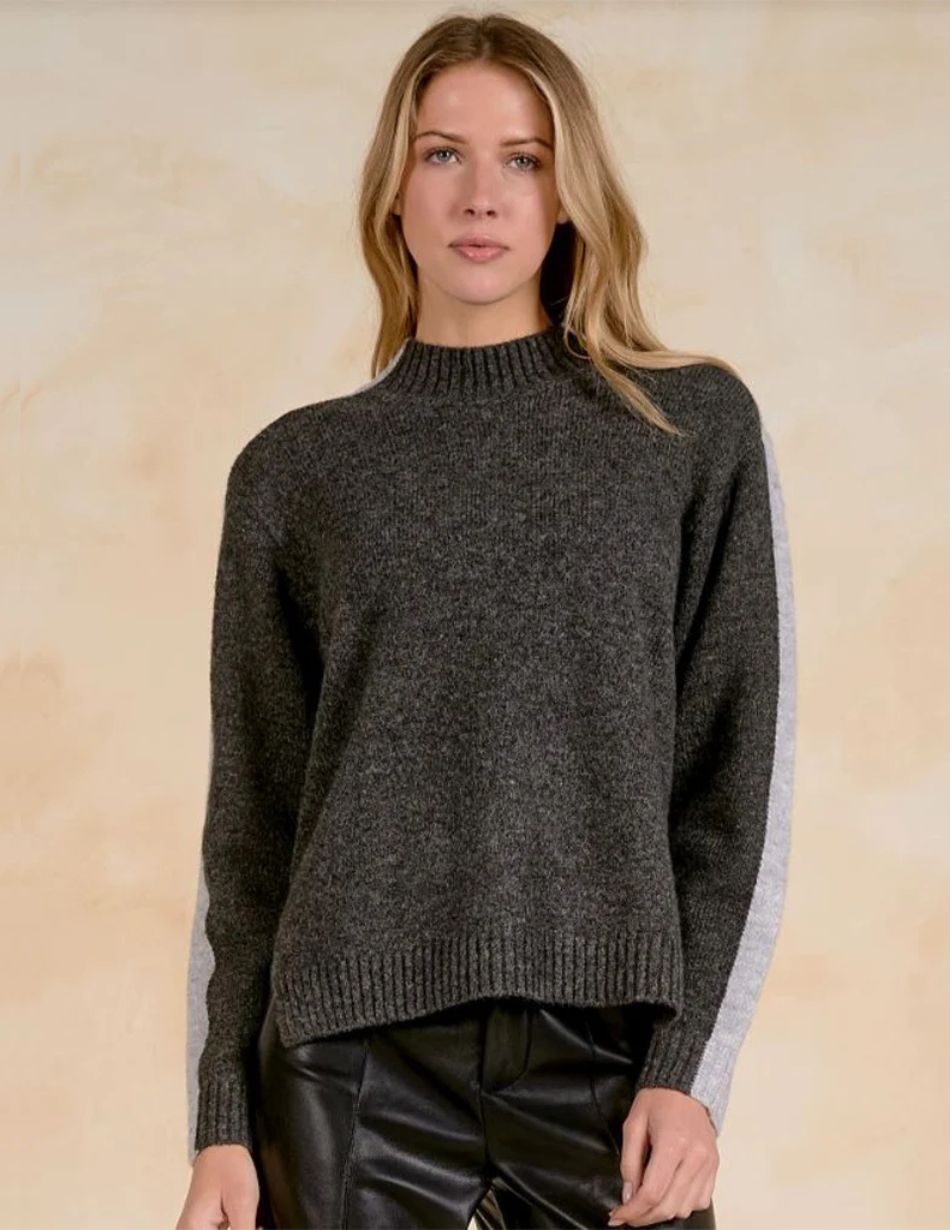 Elan Two Tone Grey Turtleneck Jumper SWB11708