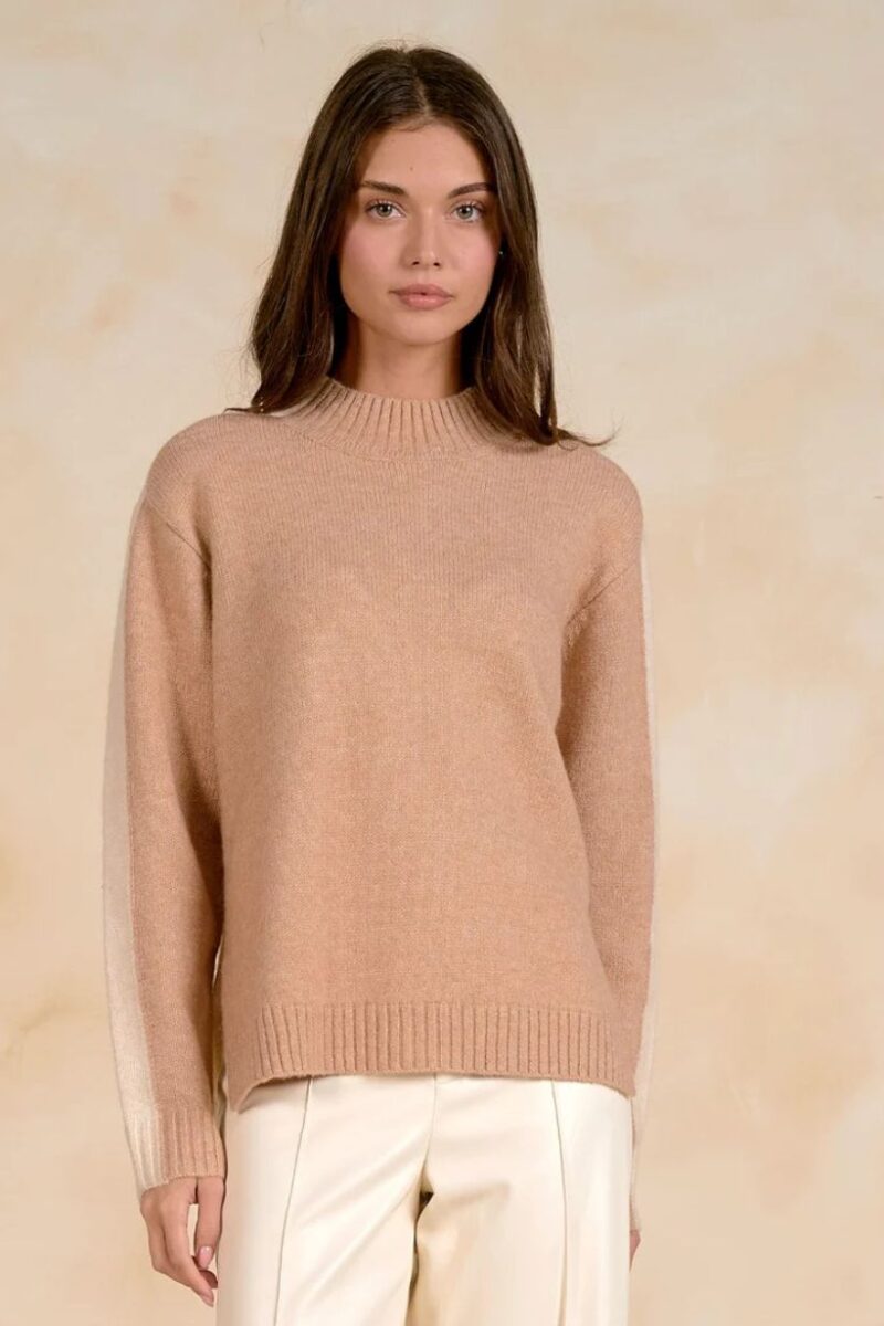 Elan Two Tone Tan Turtleneck Jumper SWB11708