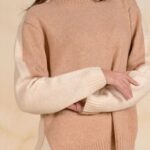 Elan Two Tone Tan Turtleneck Jumper SWB11708 Det