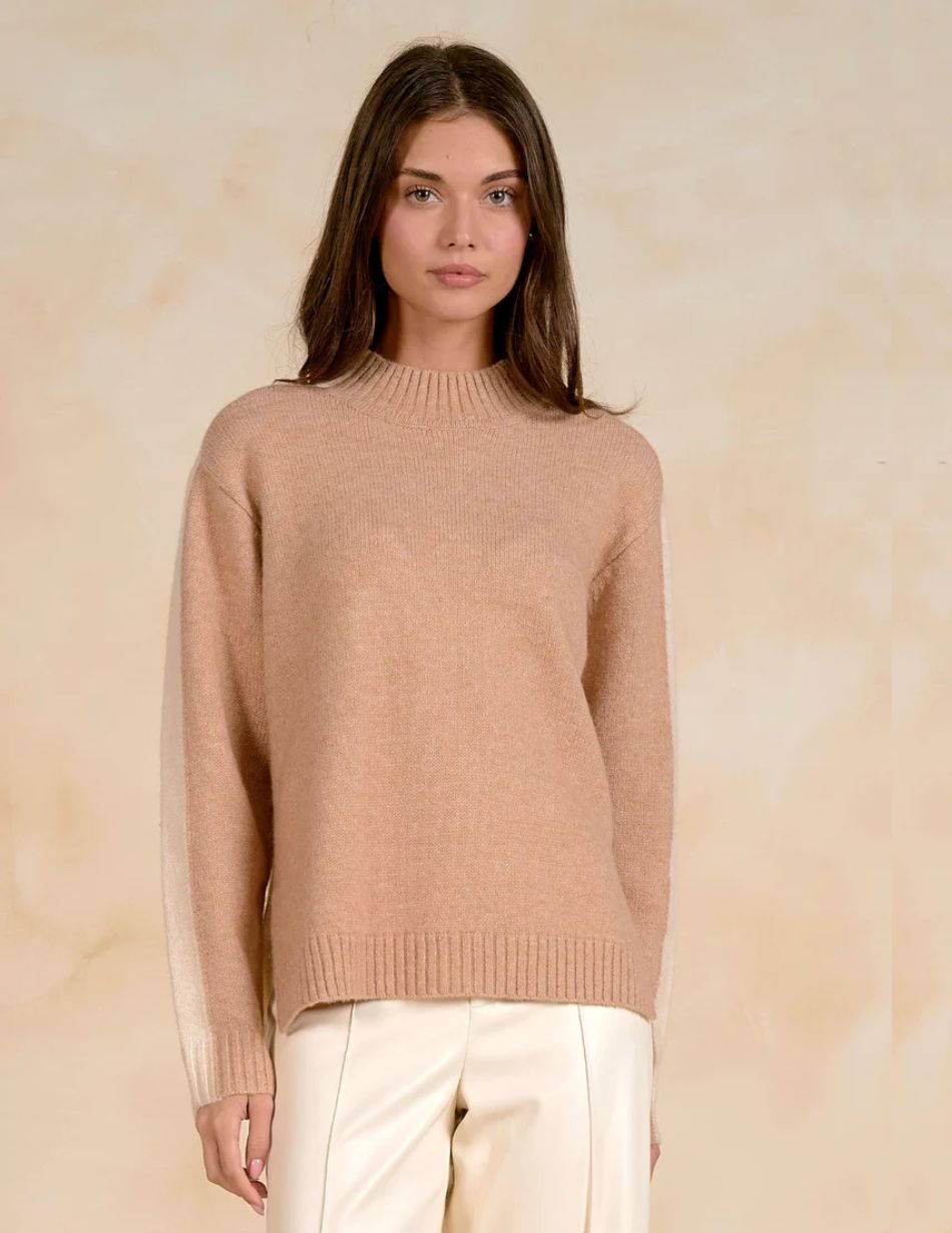 Elan Two Tone Tan Turtleneck Jumper SWB11708