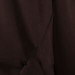 Close-up of a dark brown sweatshirt sleeve, showing knit fabric and a rolled cuff edge.