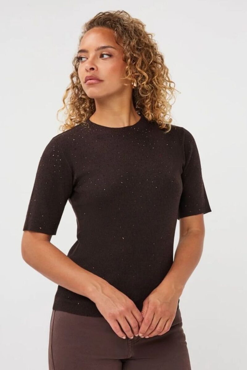 Esqualo Cacao Sparkle Knit Short Sleeve