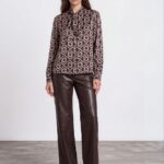 Esqualo Chocolate Pleather Trouser 11504