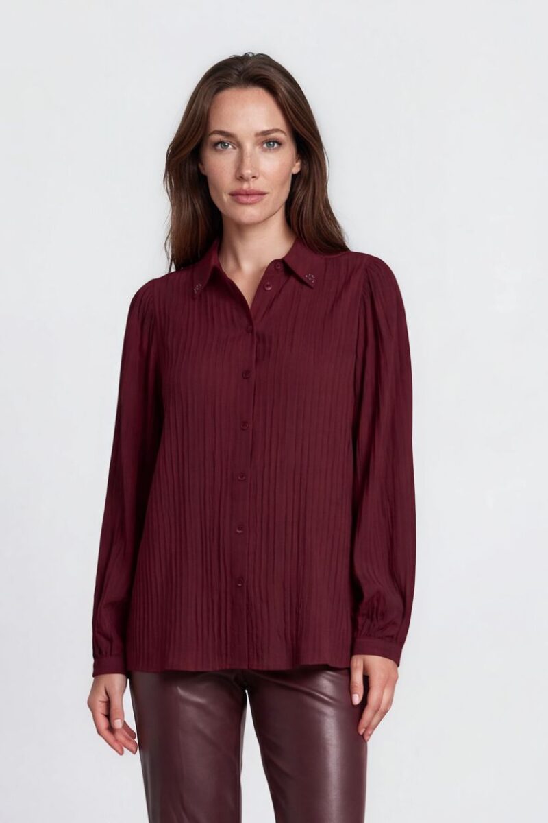 Esqualo Dobby Texture Merlot Shirt 15505