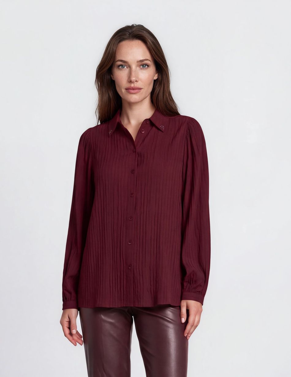 Esqualo Dobby Texture Merlot Shirt 15505