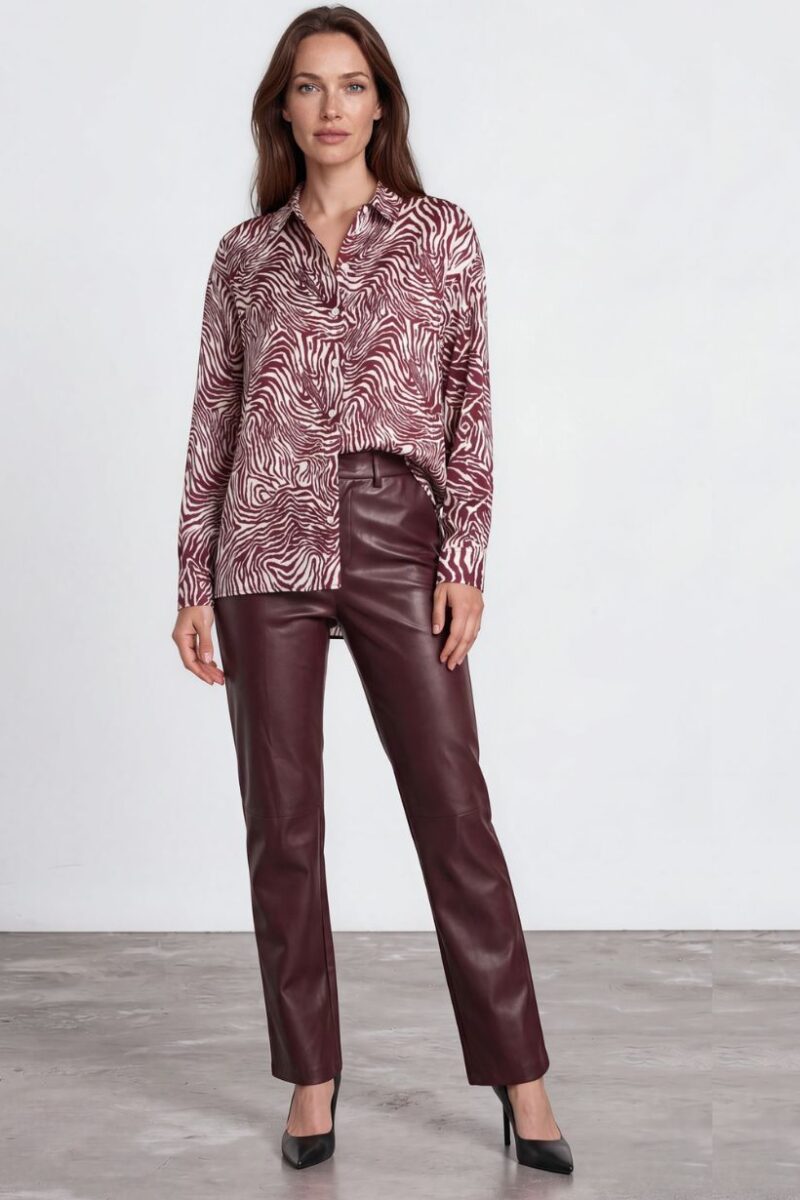 Esqualo Merlot Pleather Trouser 11504