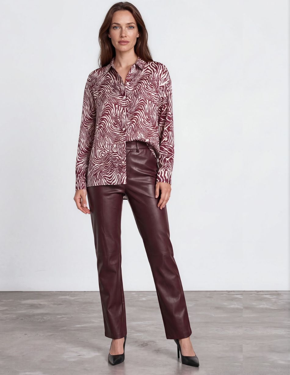 Esqualo Merlot Pleather Trouser 11504