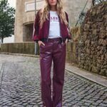 Esqualo Merlot Pleather Trouser 11504