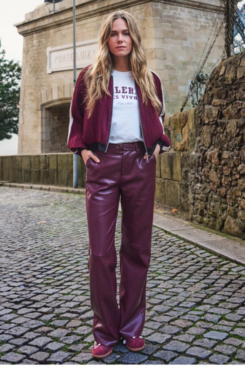Esqualo Merlot Pleather Trouser 11504