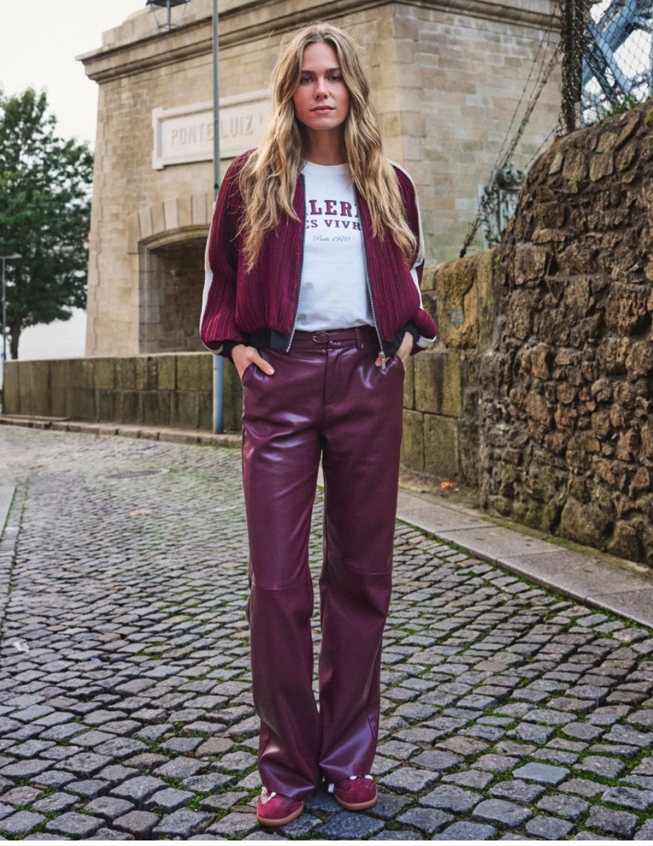 Esqualo Merlot Pleather Trouser 11504