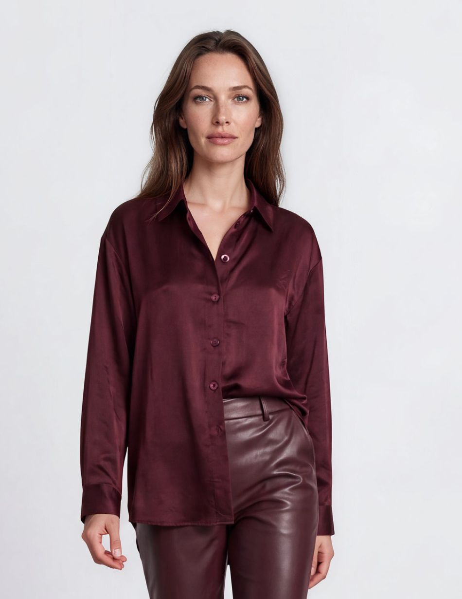 Esqualo Merlot Satin Shirt 05544