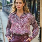 Esqualo Merlot Zebra Print Blouse 14521