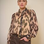 Esqualo Sheer Leopard Print Blouse 14501
