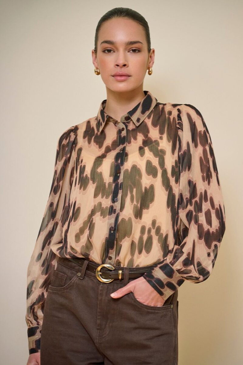 Esqualo Sheer Leopard Print Blouse 14501