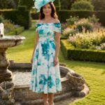 Veromia VO3144 Teal Watercolour Print Dress