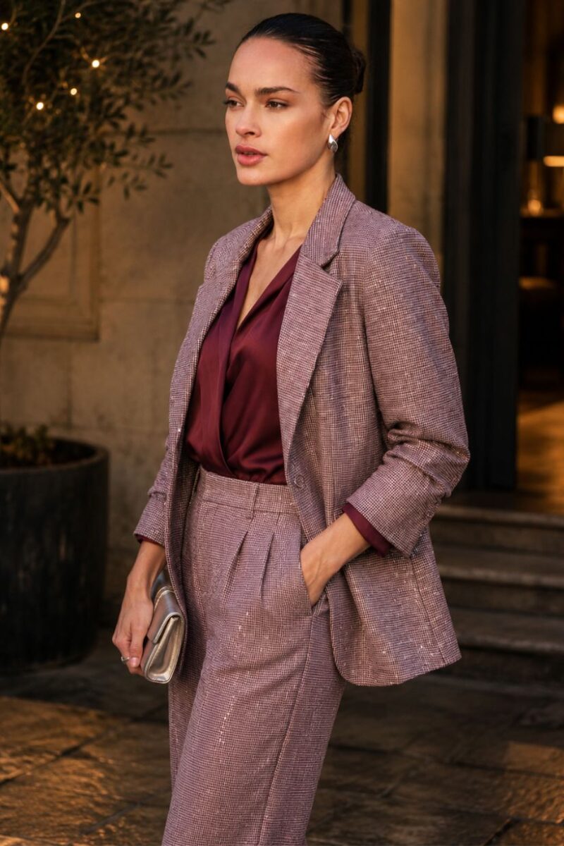 Esqualo Merlot Sparkle Blazer 10524