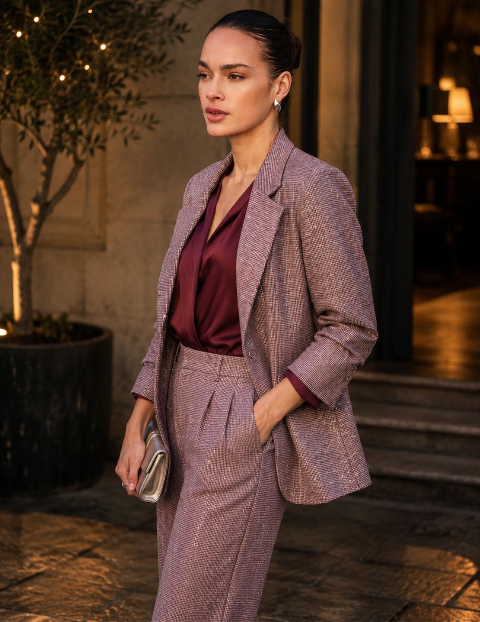 Esqualo Merlot Sparkle Blazer 10524
