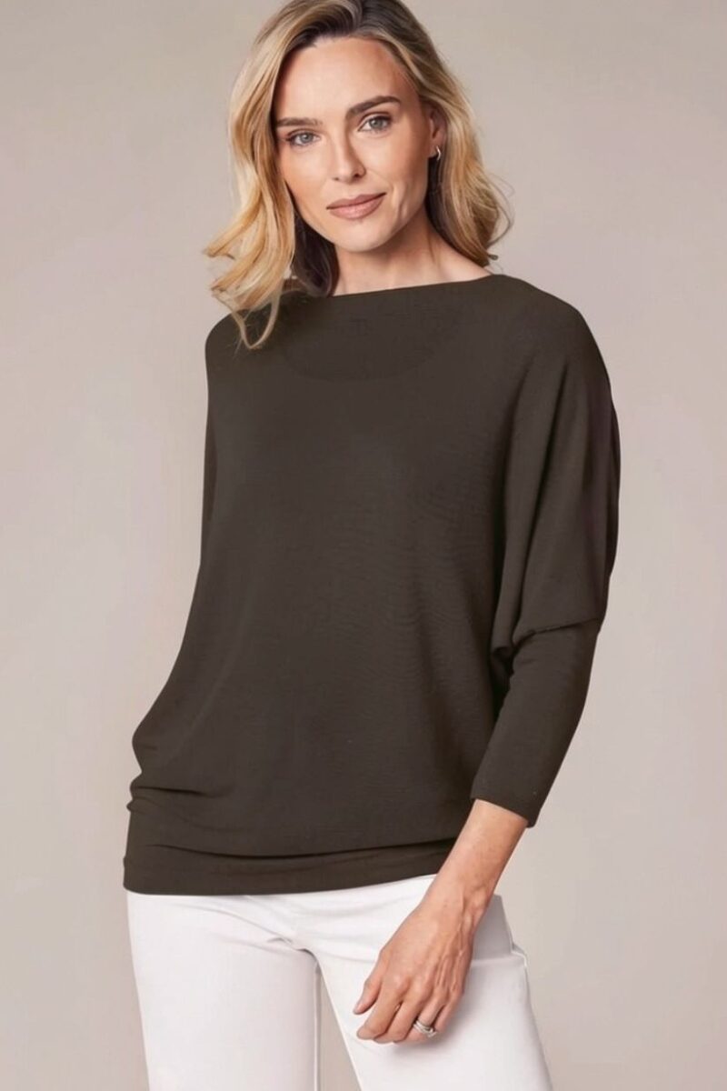Deck by Decollage Chocolate Cowl Neck Top 13089